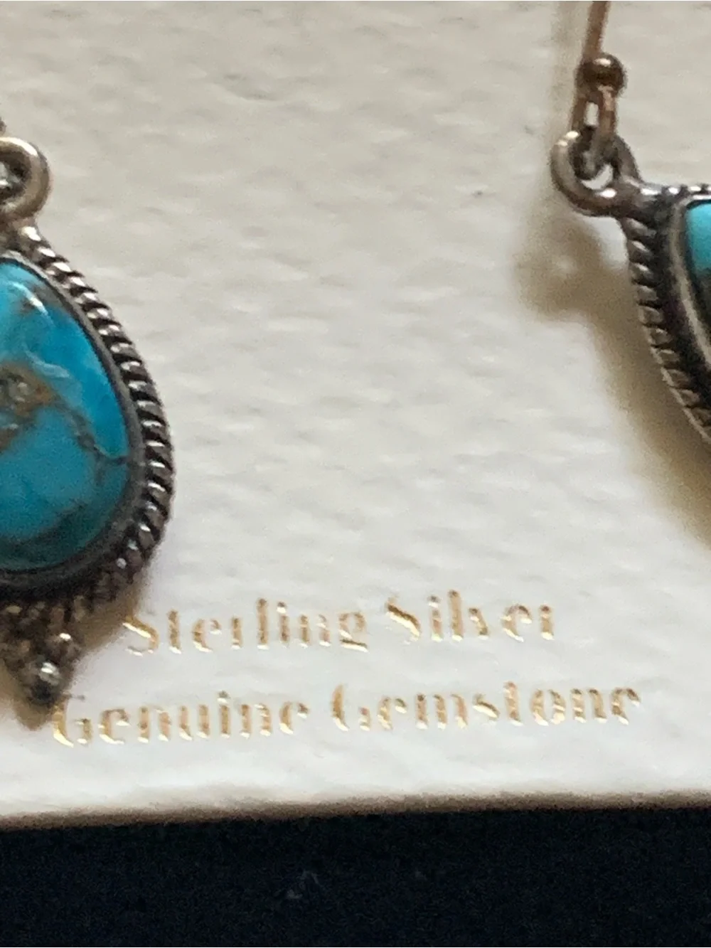 Shivam Sterling Silver Turquoise Teardrop Dangle Earrings - Picture 4 of 8
